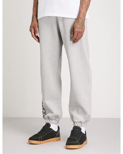 Burberry Rainbow-logo Cotton-fleece Jogging Bottoms in Grey Melange (Gray)  for Men - Lyst