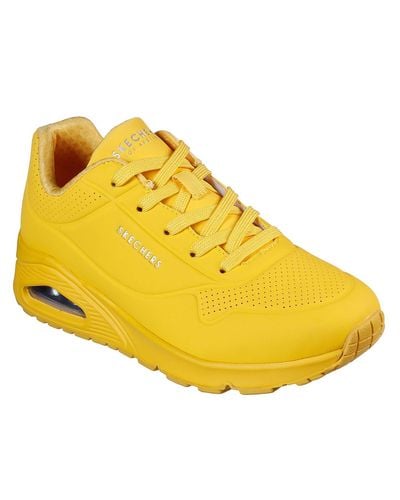 Skechers Leather Uno - Stand On Air in Yellow - Lyst