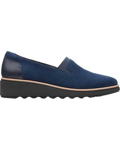 Clarks Suede Sharon Dolly Loafer in Navy Suede (Blue) - Lyst