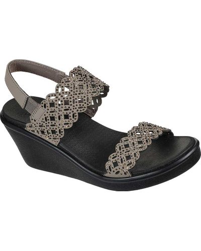 Skechers Rumble On Sassy Dayz Vegan Wedge Sandal in Taupe (Black) - Lyst