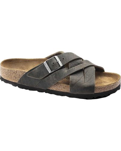 lugano oiled leather slide sandals