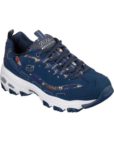 Skechers Leather D'lites Floral Days S Sneakers in Navy (Blue) - Lyst