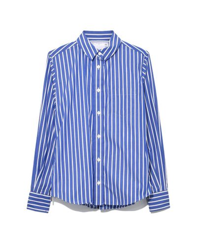 Sacai Blue/white Stripe Cotton Poplin Button Down Shirt for Men - Lyst