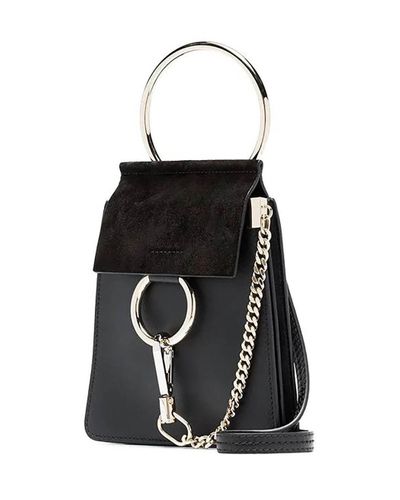 Chloé Black Faye Small Leather Bracelet Bag | Lyst