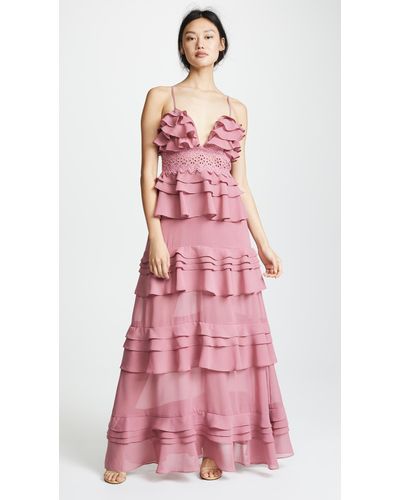pink ruffle gown