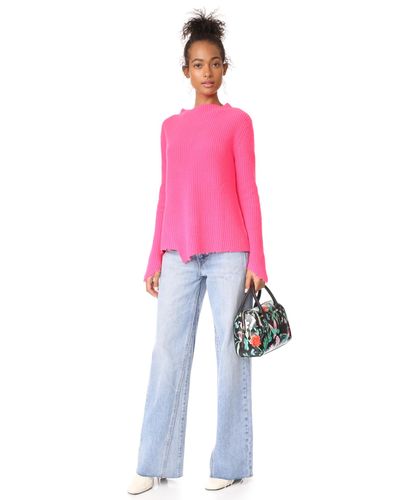 hot pink distressed sweater