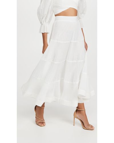 Zimmermann Synthetic Pleated Midi Skirt in Pearl (White) - Lyst