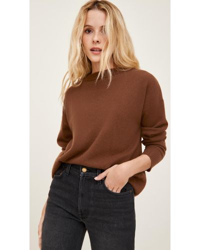 Reformation Oversized Cashmere Crew Sweater in Cinnamon (Brown) - Lyst