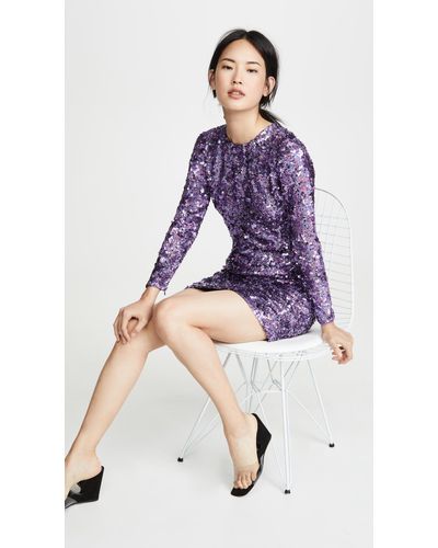 purple long sleeve sequin dress