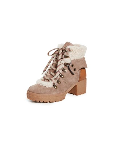 see by chloe eileen flat shearling hiker boots