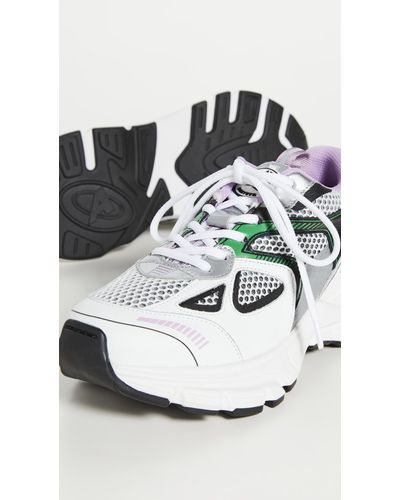 Axel Arigato Marathon Sneakers in White/Black/Neon Green (White 