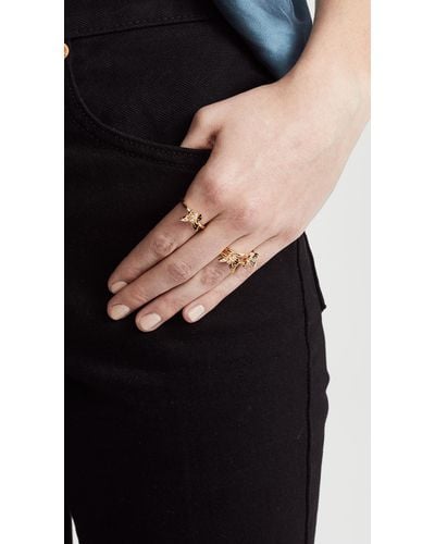 Kate Spade Social Butterfly Stackable Ring Set in Metallic | Lyst
