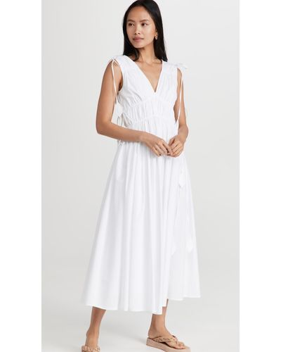 Tory Burch Cotton Sleeveless Smocked Dress in White - Lyst