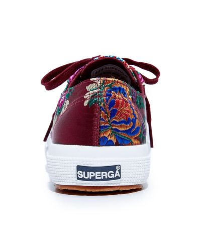 Superga Satin 2750 Mandarin Embroidery Sneakers in Bordeaux (Red) | Lyst