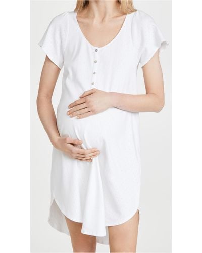 HATCH Cotton The Pointelle Nightgown in White | Lyst