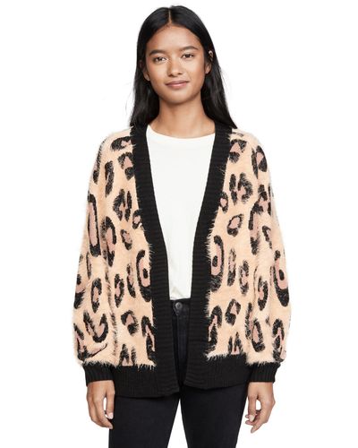 Fluffy leopard print cardigan Clearance
