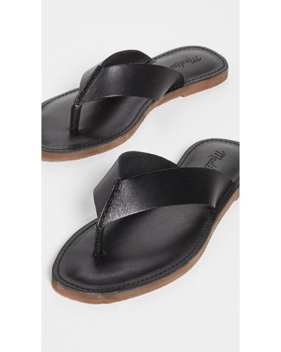 Madewell Leather Boardwalk Thong Sandals in Black - Lyst