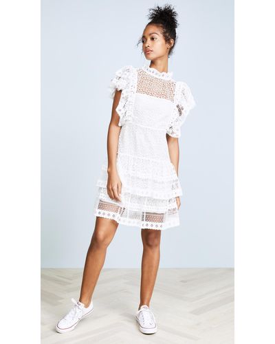 Anine Bing Tiered Lace Dress in White ...