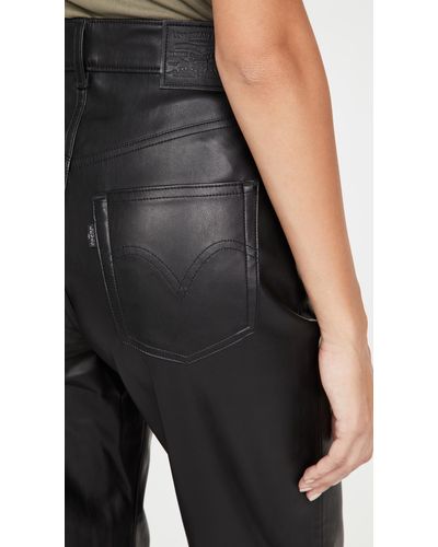 Faux Leather Rib Cage Straight Pants 