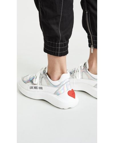 love moschino heart sneakers in silver
