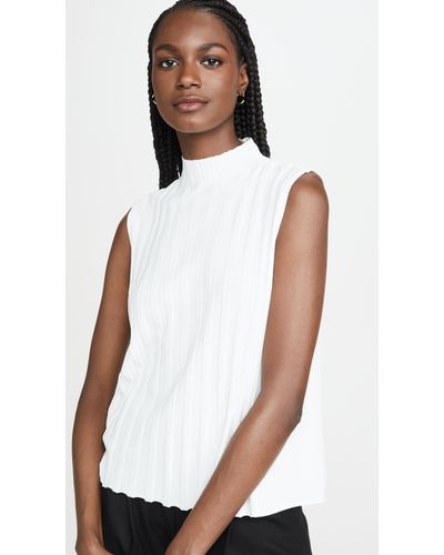 Vince Synthetic Mixed Rib Sleeveless Turtleneck in White - Lyst