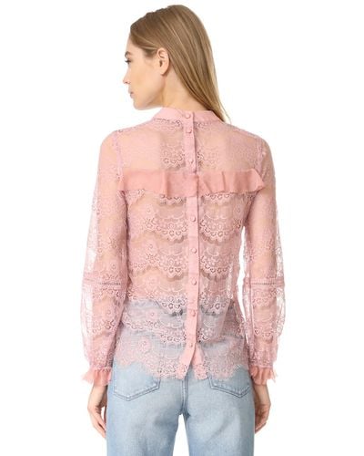 Glamorous Ruffle Lace Blouse in Dusty Pink (Pink) - Lyst