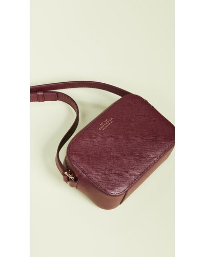 Smythson Panama Mini Camera Bag With Leather Strap | Lyst