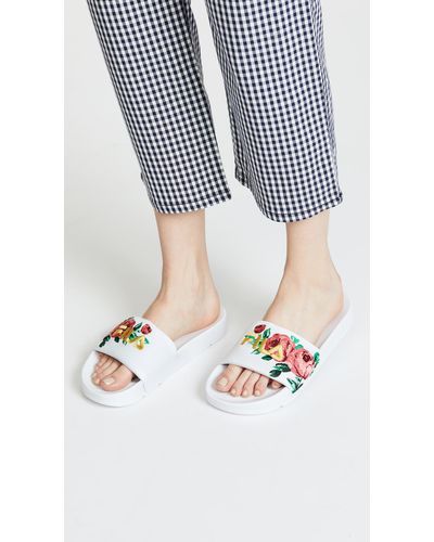 Fila Drifter Embroidery Slides in White - Lyst