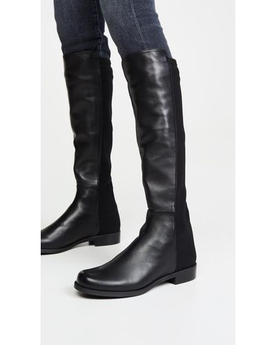 Stuart Weitzman Leather Half N Half Boots in Black - Lyst