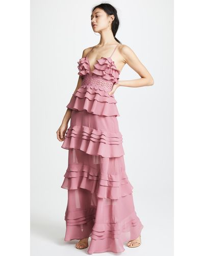 Glamorous Chiffon True Decadence Ruffle Gown in Dusty Pink (Pink) - Lyst