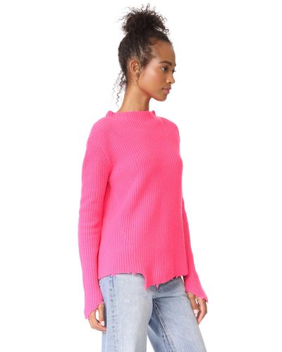 hot pink distressed sweater