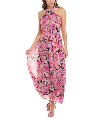 London Times Women's Spaghetti Halter Maxi Dress - Keyhole Neck, Border Waistband, Jewel Neckline London Times Dresses On Sale London Times Women's Spaghetti Halter Maxi Dress - Keyhole Neck, Border Waistband, Jewel Neckline London Times Dresses On Sale