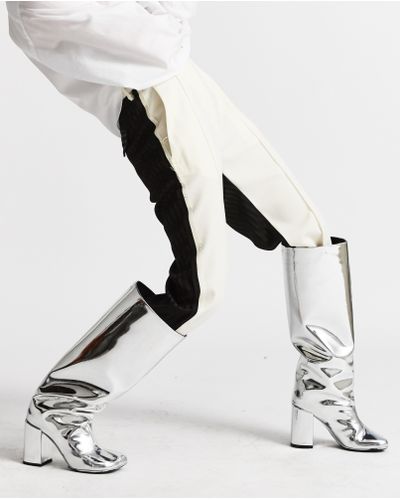 MM6 by Maison Martin Margiela Synthetic Silver Knee High Boots in Metallic  - Lyst