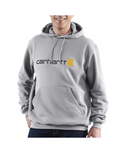 Carhartt Cotton 100074 Signature Logo Hoodie in Heather Grey (Gray) for ...