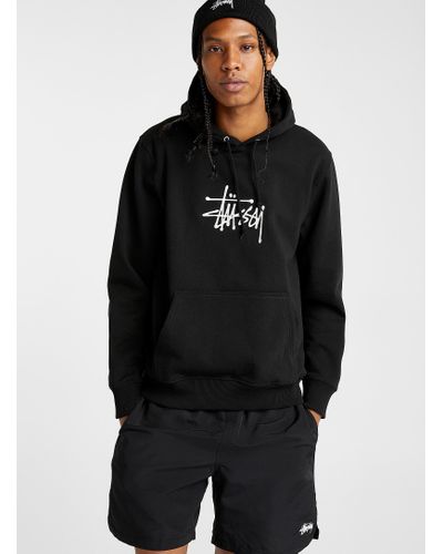 Stussy Fleece Contrast Signature Hoodie in Black for Men - Lyst