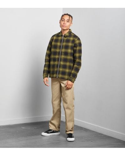 stussy zip up shadow plaid shirt