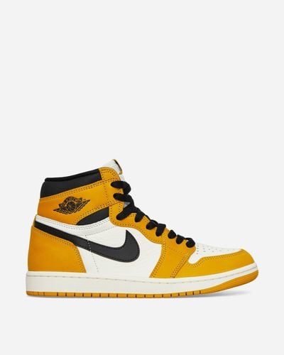 Nike Air 1 High Brand-embroidered Leather High-top Trainers - Yellow
