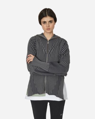 LUEDER Heavy Knit Zip-up Cardigan Charcoal - Grey