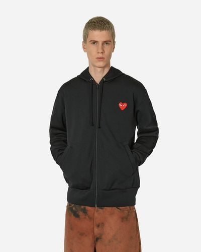 COMME DES GARÇONS PLAY Heart Zip Hooded Sweatshirt - Black