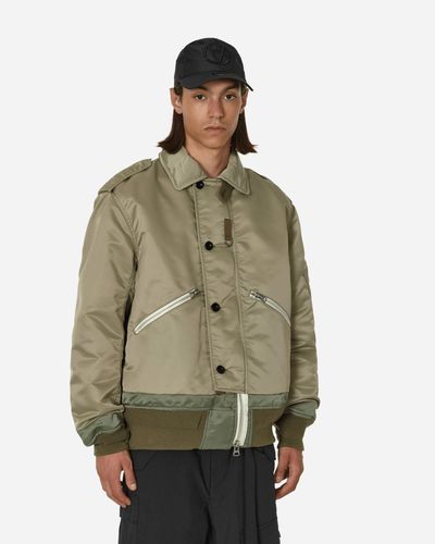 Sacai Nylon Twill Bomber Jacket Khaki - Green