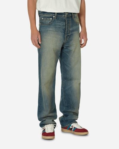 KENZO Asagao Straight Fit Jeans Stone Bleached - Blue