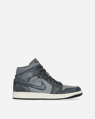 Nike Wmns Air Jordan 1 Mid Sneakers Smoke Gray / Off Noir - Blue