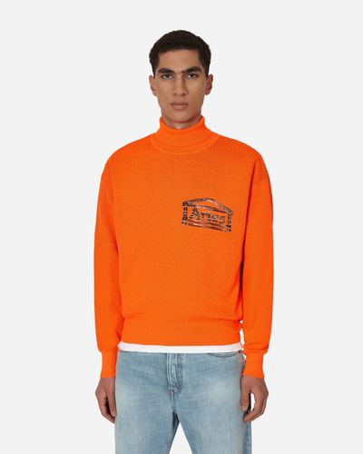 Aries Temple Fluro Turtleneck Sweater - Orange