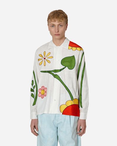 Sky High Farm Embroidered Flower Shirt - Green
