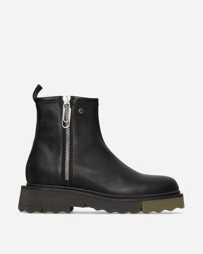 Off-White c/o Virgil Abloh Leather Sponge Zip Boots - Black