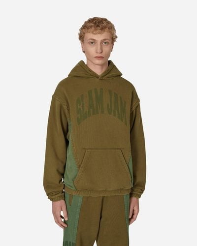 SLAM JAM Panel Hooded Sweatshirt - Green