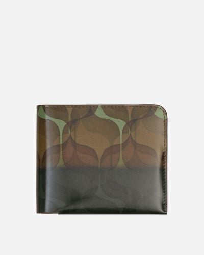 Dries Van Noten Printed Leather Bifold Wallet Beige - Grey