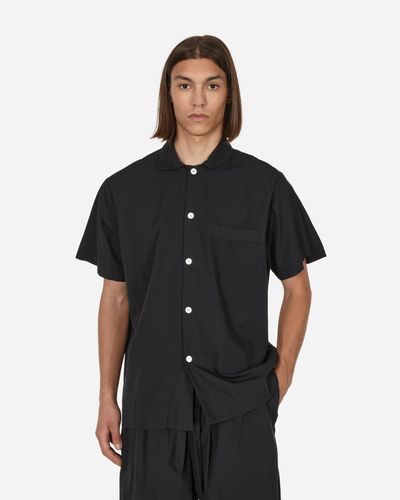 Tekla Poplin Pyjamas Shortsleeve Shirt - Black