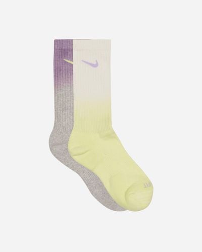 Nike Everyday Plus Cushioned Crew Socks Yellow / Purple / Cream - White