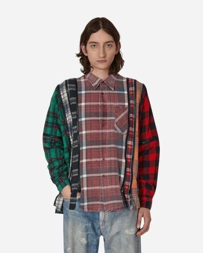 Needles 7 Cuts Zipped Wide Flannel Shirt - Red